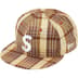 Supreme Metallic Plaid S Logo New Era - Brown (front)