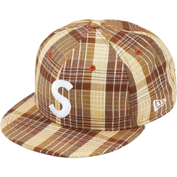 Supreme Metallic Plaid S Logo New Era - Brown (front)