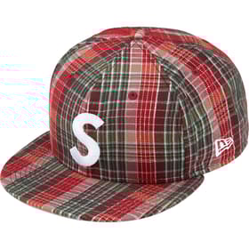 Supreme Metallic Plaid S Logo New Era Red