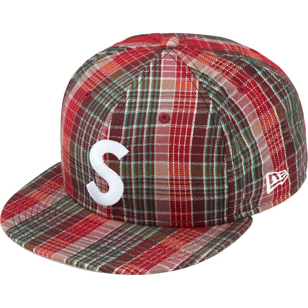 Supreme Metallic Plaid S Logo New Era - Red (front)