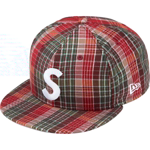 Supreme Metallic Plaid S Logo New Era - Red (front)