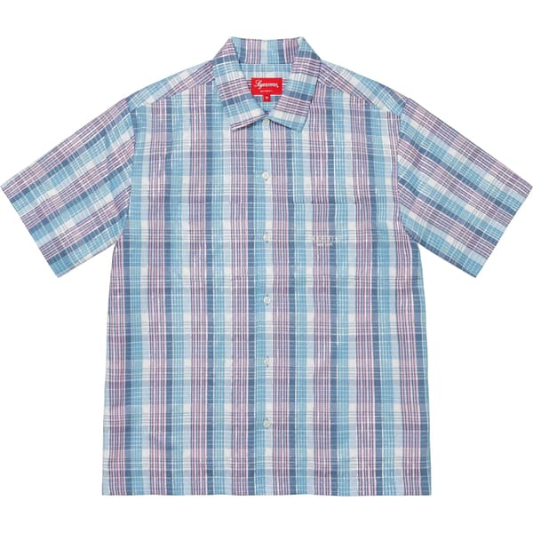 Supreme Metallic Plaid S/S Shirt - Light Blue (front)