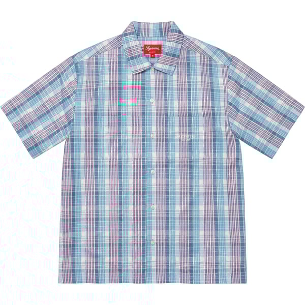 Supreme Metallic Plaid S/S Shirt - Light Blue (front)