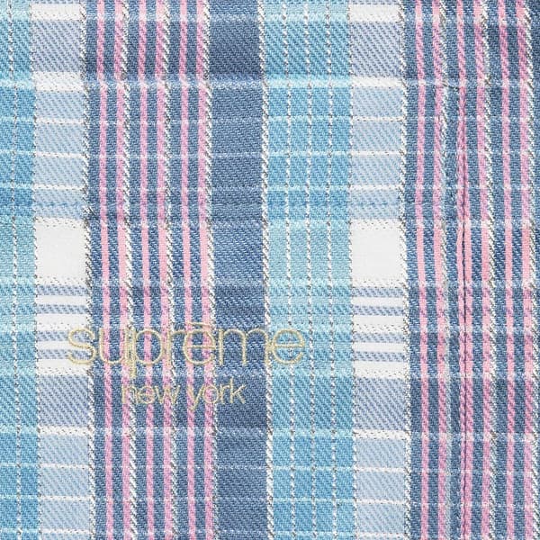 Supreme Metallic Plaid S/S Shirt - Light Blue (front)