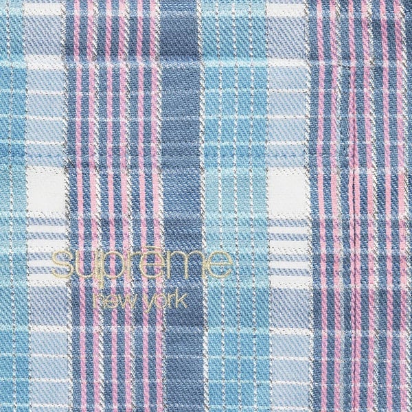 Supreme Metallic Plaid S/S Shirt - Light Blue (front)
