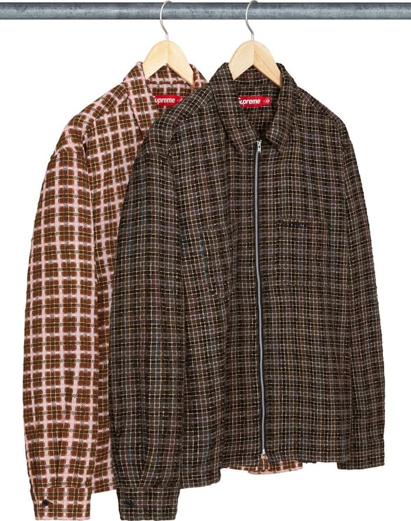 Supreme Metallic Plaid Zip Up Shirt - Product Image