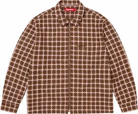 Supreme Metallic Plaid Zip Up Shirt Brown