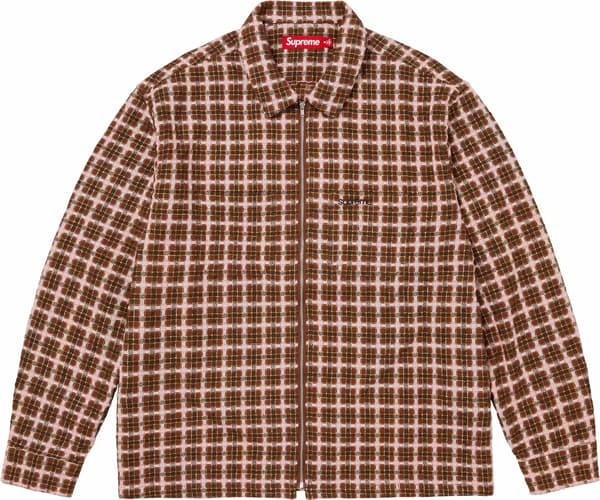 Supreme Metallic Plaid Zip Up Shirt - Brown (front)