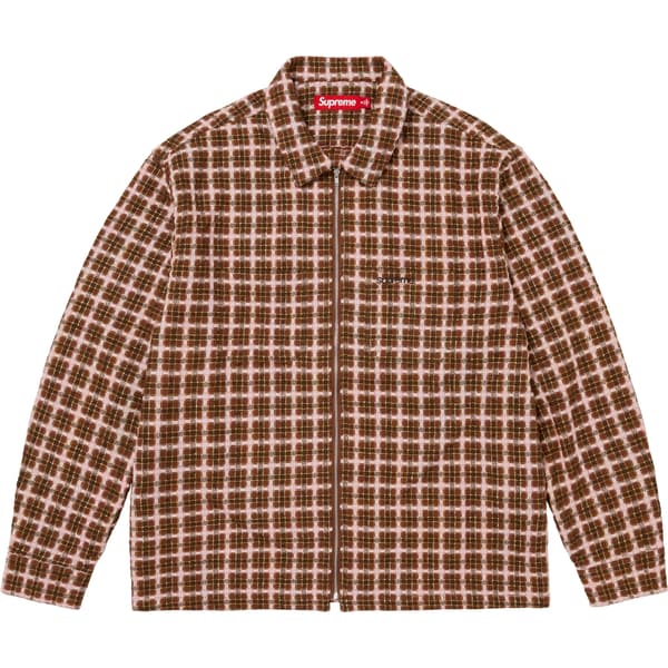 Supreme Metallic Plaid Zip Up Shirt - Brown (front)