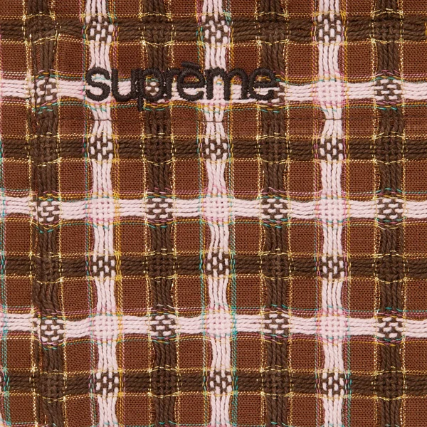 Supreme Metallic Plaid Zip Up Shirt - Brown (front)