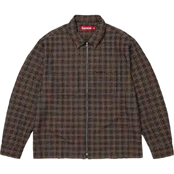 Supreme Metallic Plaid Zip Up Shirt - Washed Black (front)
