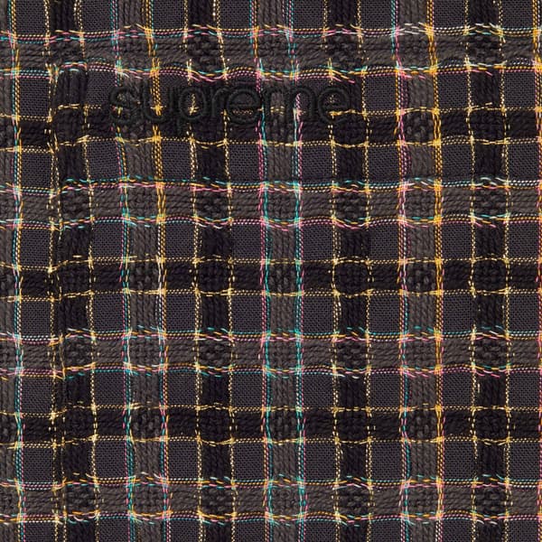 Supreme Metallic Plaid Zip Up Shirt - Washed Black (front)