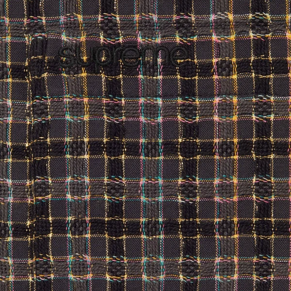 Supreme Metallic Plaid Zip Up Shirt - Washed Black (front)