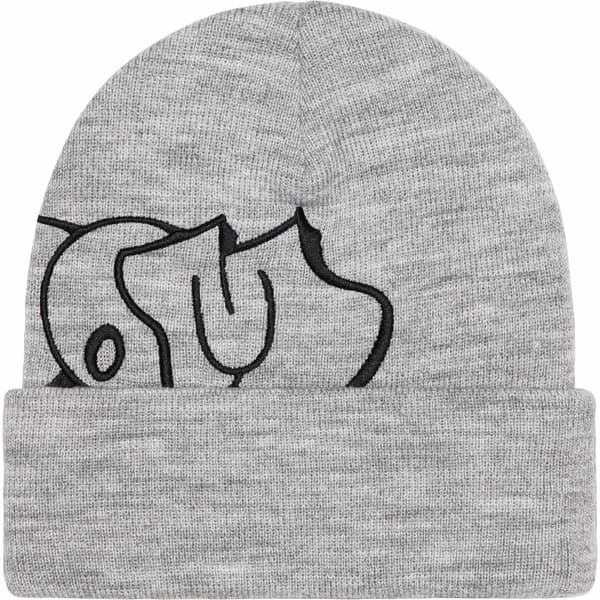 Supreme MF DOOM Beanie - Heather Grey (front)