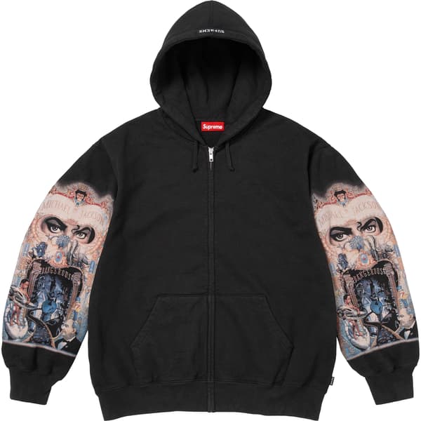 Supreme Michael Jackson Dangerous Zip Up Hooded Sweatshirt - Black (front)