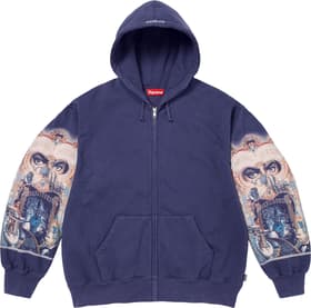Supreme Michael Jackson Dangerous Zip Up Hooded Sweatshirt Washed Navy