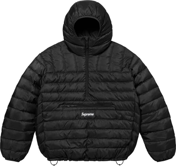 Supreme Micro Down Half Zip Hooded Pullover - Black (front)