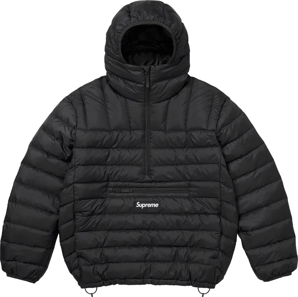 Supreme Micro Down Half Zip Hooded Pullover - Black (front)