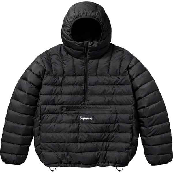 Supreme Micro Down Half Zip Hooded Pullover - Black (front)