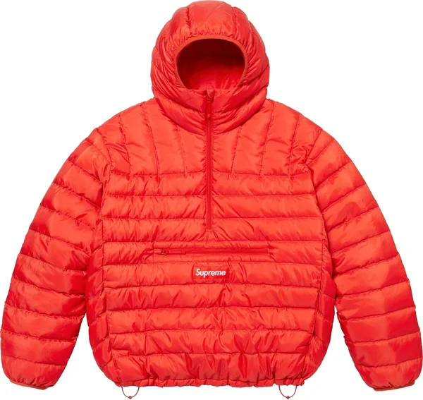 Supreme Micro Down Half Zip Hooded Pullover - Dark Orange (front)