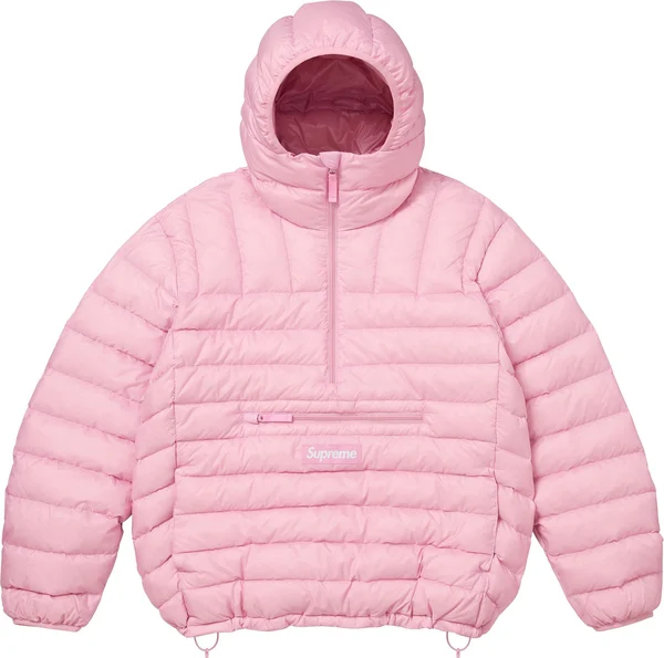 Supreme Micro Down Half Zip Hooded Pullover - Light Pink (front)