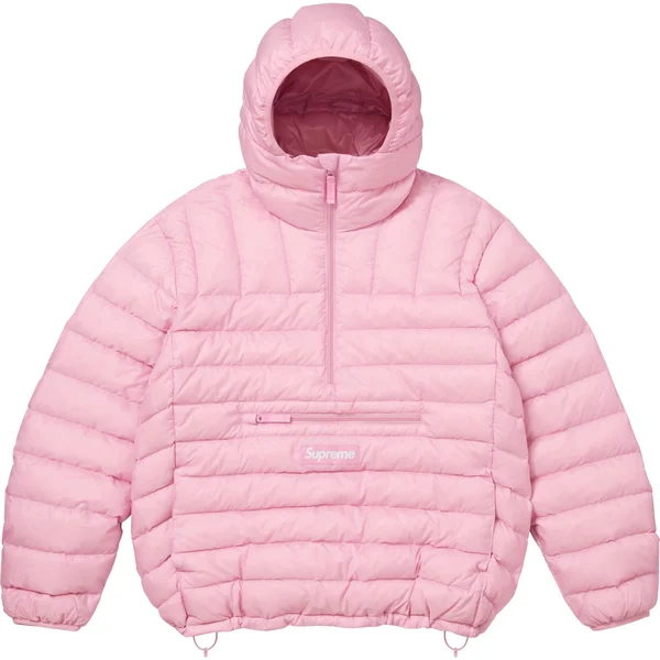 Supreme Micro Down Half Zip Hooded Pullover - Light Pink (front)