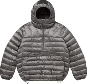 Supreme Micro Down Half Zip Hooded Pullover Silver