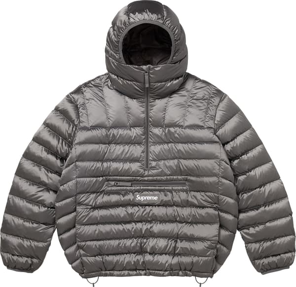 Supreme Micro Down Half Zip Hooded Pullover - Silver (front)