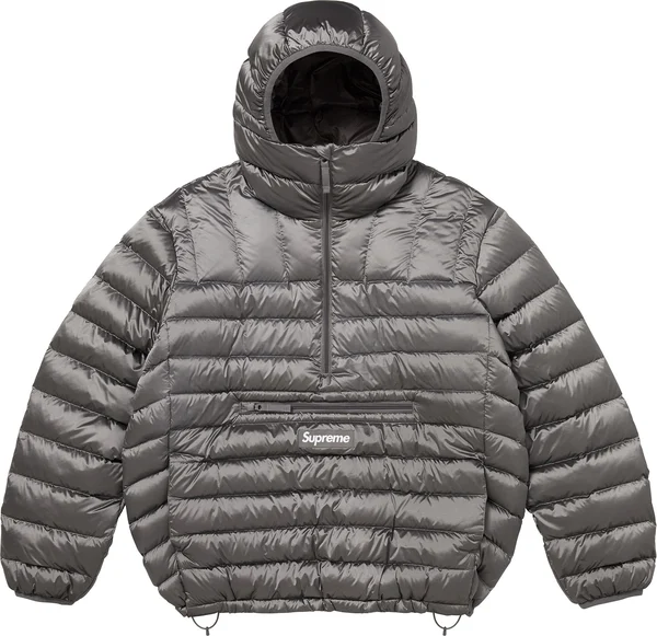 Supreme Micro Down Half Zip Hooded Pullover - Silver (front)