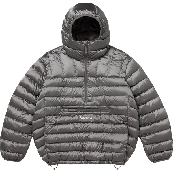Supreme Micro Down Half Zip Hooded Pullover - Silver (front)