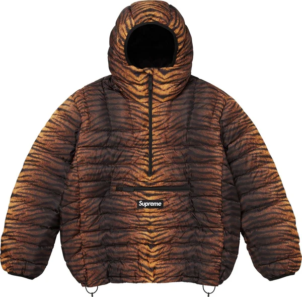 Supreme Micro Down Half Zip Hooded Pullover - Tiger (front)