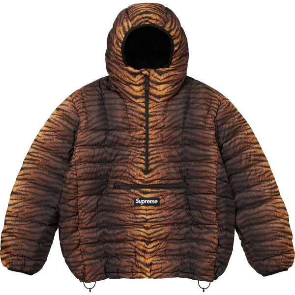 Supreme Micro Down Half Zip Hooded Pullover - Tiger (front)