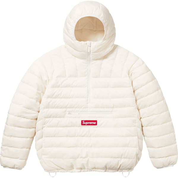 Supreme Micro Down Half Zip Hooded Pullover - White (front)