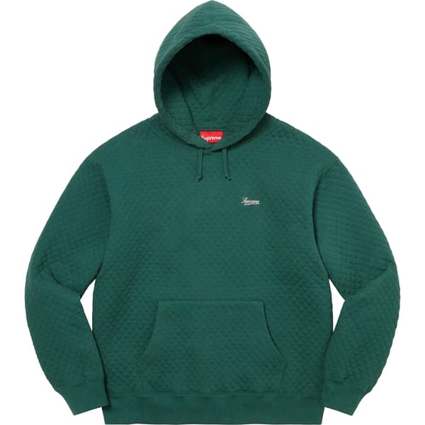 Supreme Micro Quilted Hooded Sweatshirt - Dark Pine (front)