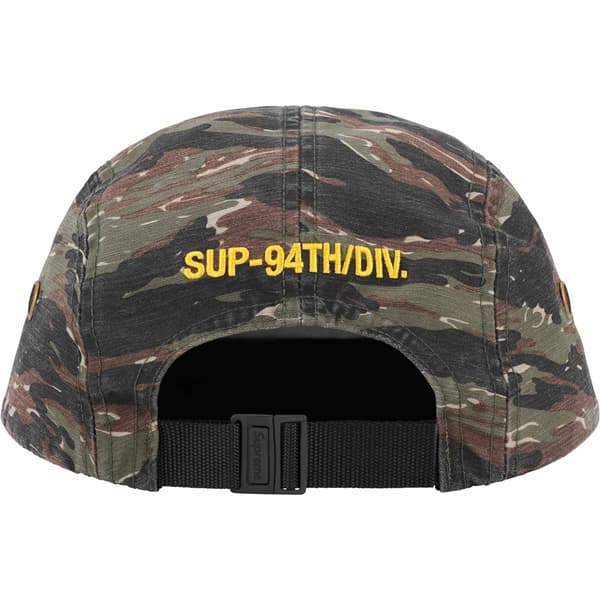 Supreme Military Camp Cap - Olive Tiger Camo (front)