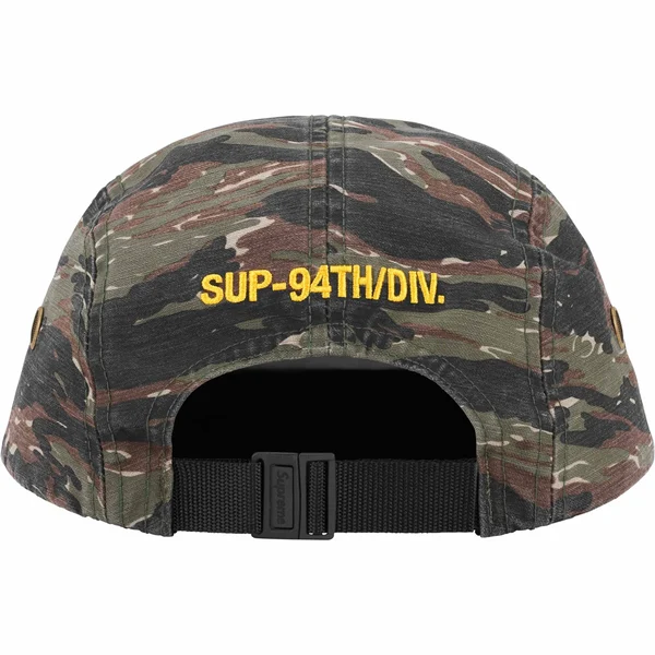 Supreme Military Camp Cap - Olive Tiger Camo (front)