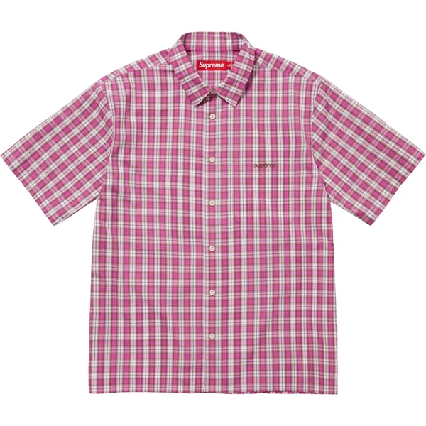 Supreme Mini Plaid S/S Shirt - Pink (front)