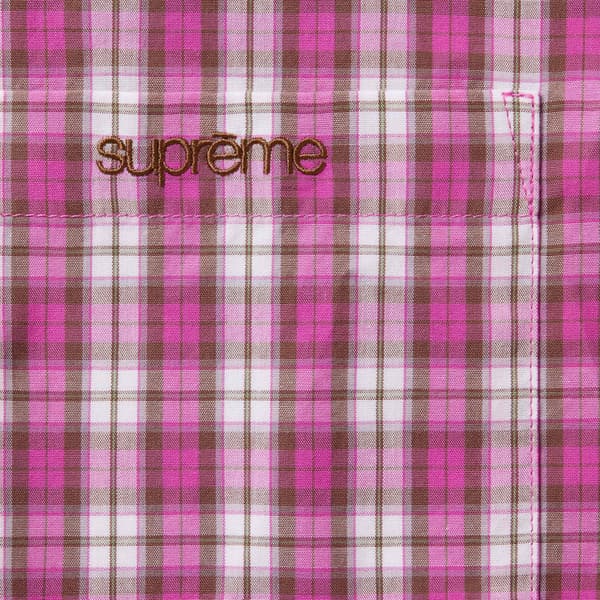 Supreme Mini Plaid S/S Shirt - Pink (front)