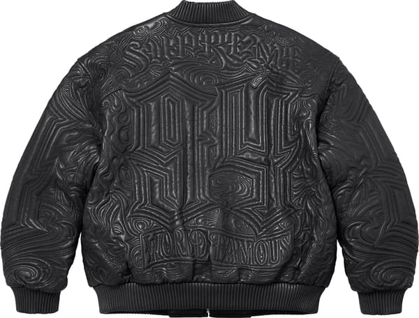 Supreme Mister Cartoon Embroidered Leather Jacket - Black (front)