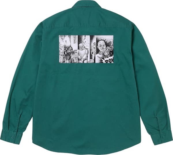 Supreme Mister Cartoon Work Shirt - Work Green (front)