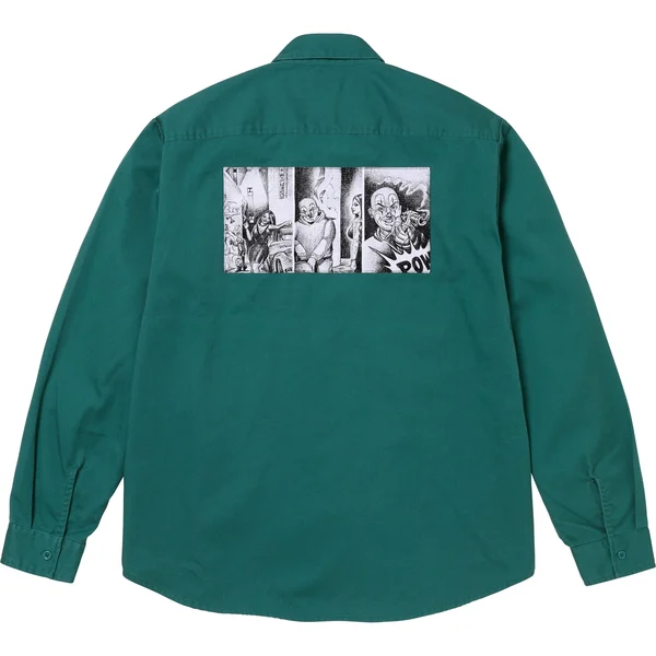 Supreme Mister Cartoon Work Shirt - Work Green (front)