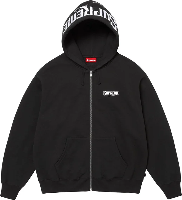 Supreme Mister Cartoon Zip Up Hooded Sweatshirt - Black (front)