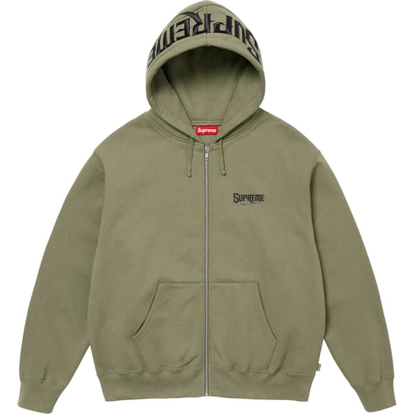 Supreme Mister Cartoon Zip Up Hooded Sweatshirt - Light Olive (front)