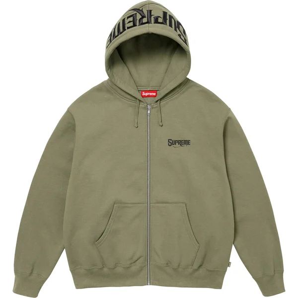 Supreme Mister Cartoon Zip Up Hooded Sweatshirt - Light Olive (front)