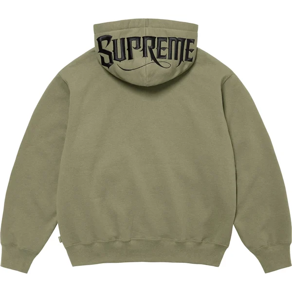 Supreme Mister Cartoon Zip Up Hooded Sweatshirt - Light Olive (front)