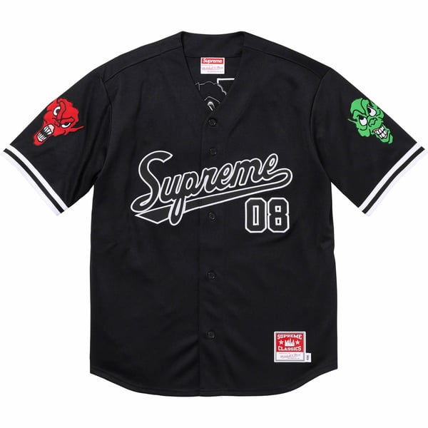 Supreme Mitchell &amp; Ness Downtown Hell Baseball Jersey - Black (front)