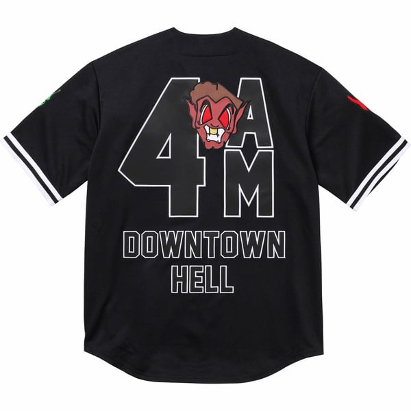 Supreme Mitchell &amp; Ness Downtown Hell Baseball Jersey - Black (front)