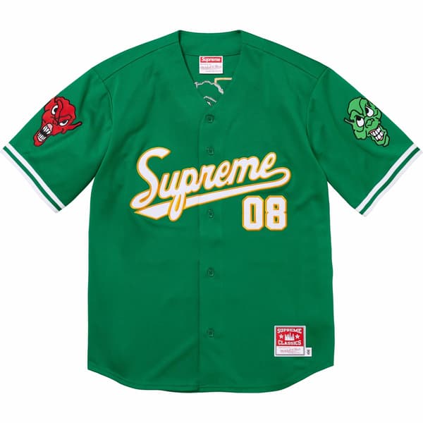 Supreme Mitchell &amp; Ness Downtown Hell Baseball Jersey - Green (front)