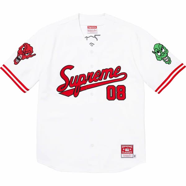 Supreme Mitchell &amp; Ness Downtown Hell Baseball Jersey - White (front)