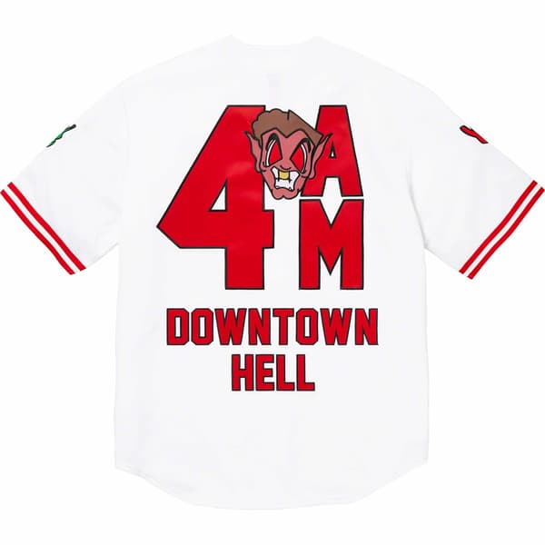 Supreme Mitchell &amp; Ness Downtown Hell Baseball Jersey - White (front)